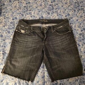 Miss Me Women's Charcoal Gray Boyfriend Bermuda Jeans